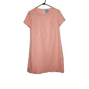 CeCe By Cynthia Steffe Pink Lace Dress Lined Short‎ Sleeve NO Pockets Size 6